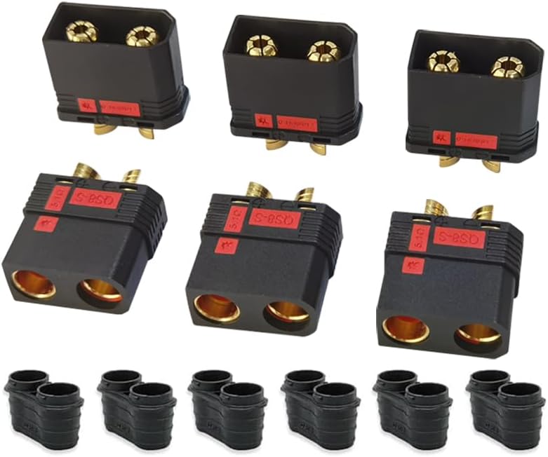 BABUVYA Qs8 Connector Male and Female High Current Antispark Connector Black Application with Remote Control Toys Drone Battery Charger Etc (3 Pairs) - Image 1